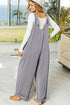 Corded Tie Straps V Neck Wide Leg Jumpsuit